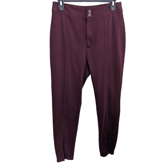 Maeve by Anthropologie Seamed Flare High Rise Cropped Burgundy Pants US 6 - Picture 2 of 10